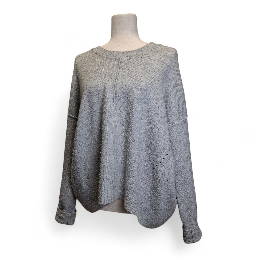 Topshop Women's Gray Crew Neck Long Sleeve Sweater 8
